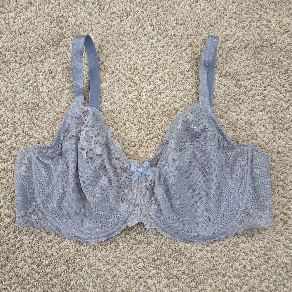 Chantelle Rive Gauche Full Coverage Unlined Underwire Bra  Size 40DDD Blue Lace
